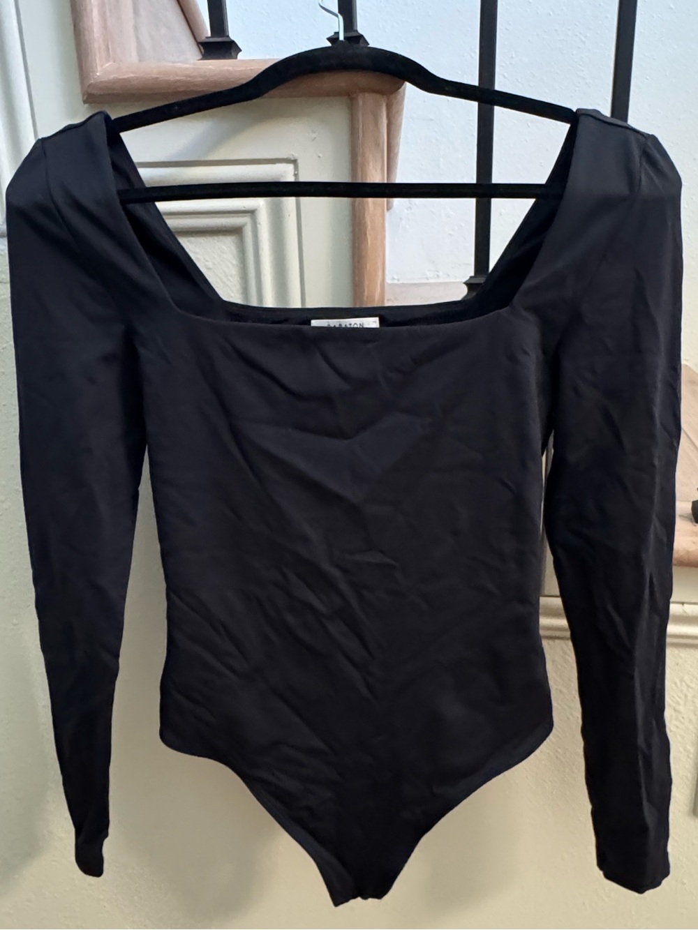 Aritzia BabatonBlack Long-Sleeve Square Neck Bodysuit - Picture 2 of 7
